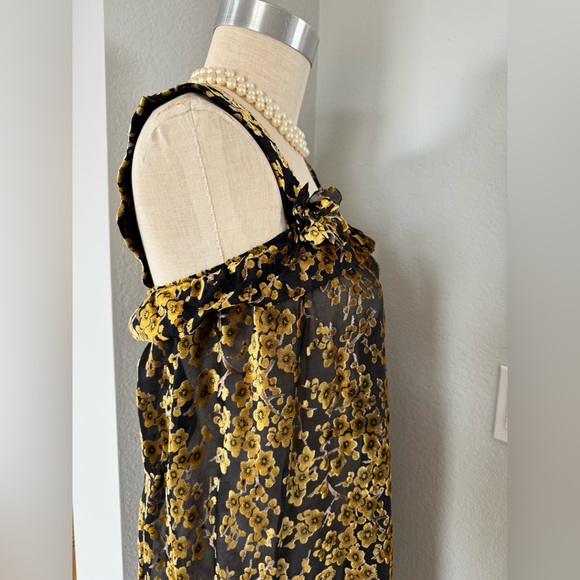 Homemade Cherry Blossom Velvet Sheer Dress Fits Large - Picture 3 of 11